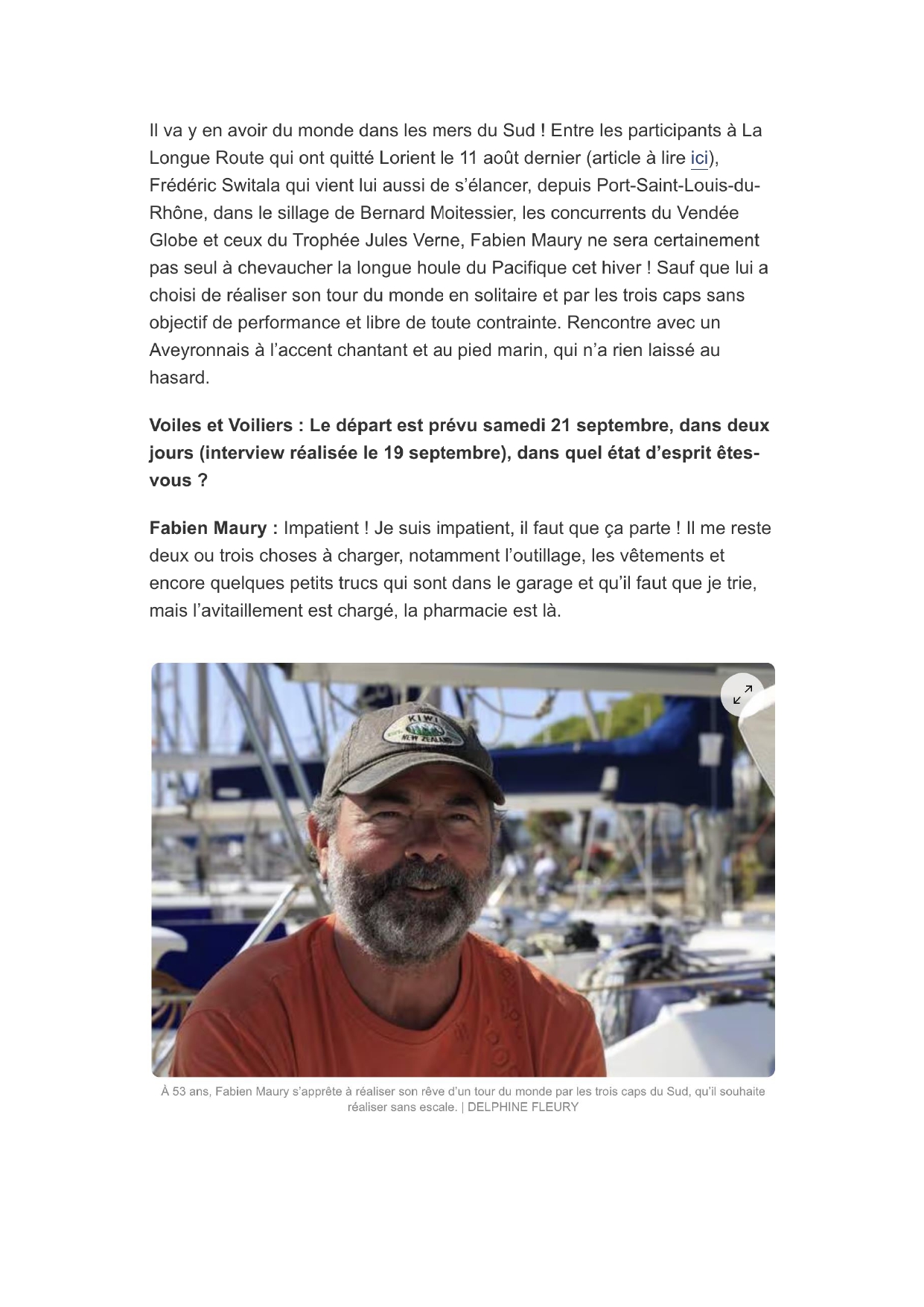 Article du journal Voile et Voilier 09/2024